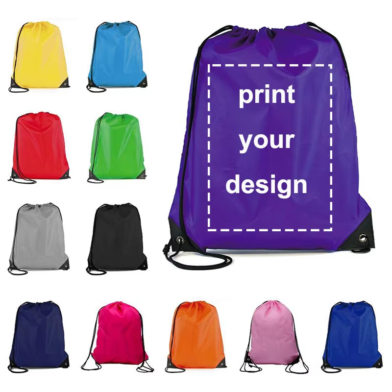 Customize Women Drawstring Bag Personal Custom Your Pictures Book Bag DIY Child School Bags Shoe Pocket Backpack with Print Logo