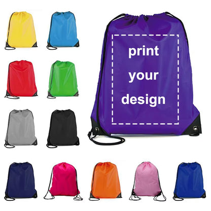 Customize Women Drawstring Bag Personal Custom Your Pictures Book Bag DIY Child School Bags Shoe Pocket Backpack with Print Logo