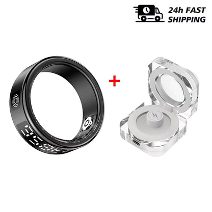 Smart Rings LED Display Screen for Heart Rate Blood Oxygen Sleep Monitoring Multi Sports Modes IP68 Waterproof Ring for Women