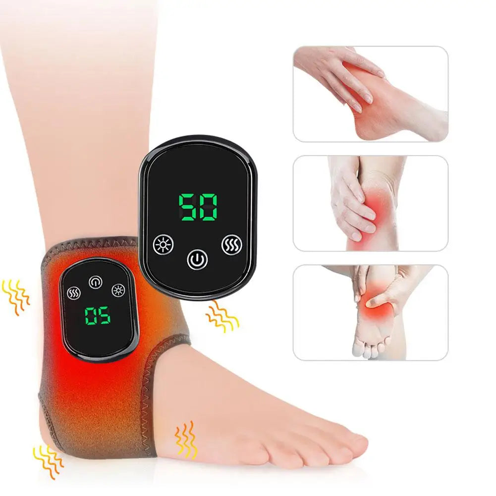 Electric Heat and Vibration Ankle Massager Infrared Hot Compress Therapy Ankle Massage Heated Wrap Support Brace Foot Protector