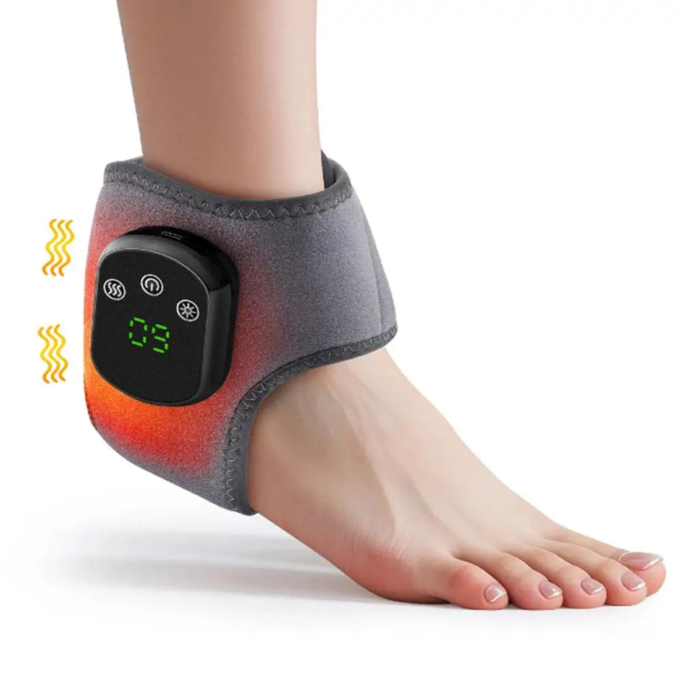 Electric Heat and Vibration Ankle Massager Infrared Hot Compress Therapy Ankle Massage Heated Wrap Support Brace Foot Protector