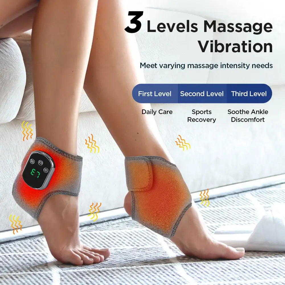 Electric Heat and Vibration Ankle Massager Infrared Hot Compress Therapy Ankle Massage Heated Wrap Support Brace Foot Protector