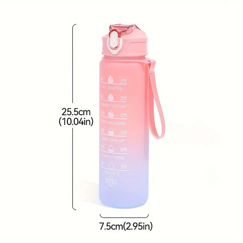 700Ml Sports Water Bottle High Temperature Resistant Graduated Straw Cup Rainbow Frosted Progressive Color Water Cup Plastic Cup